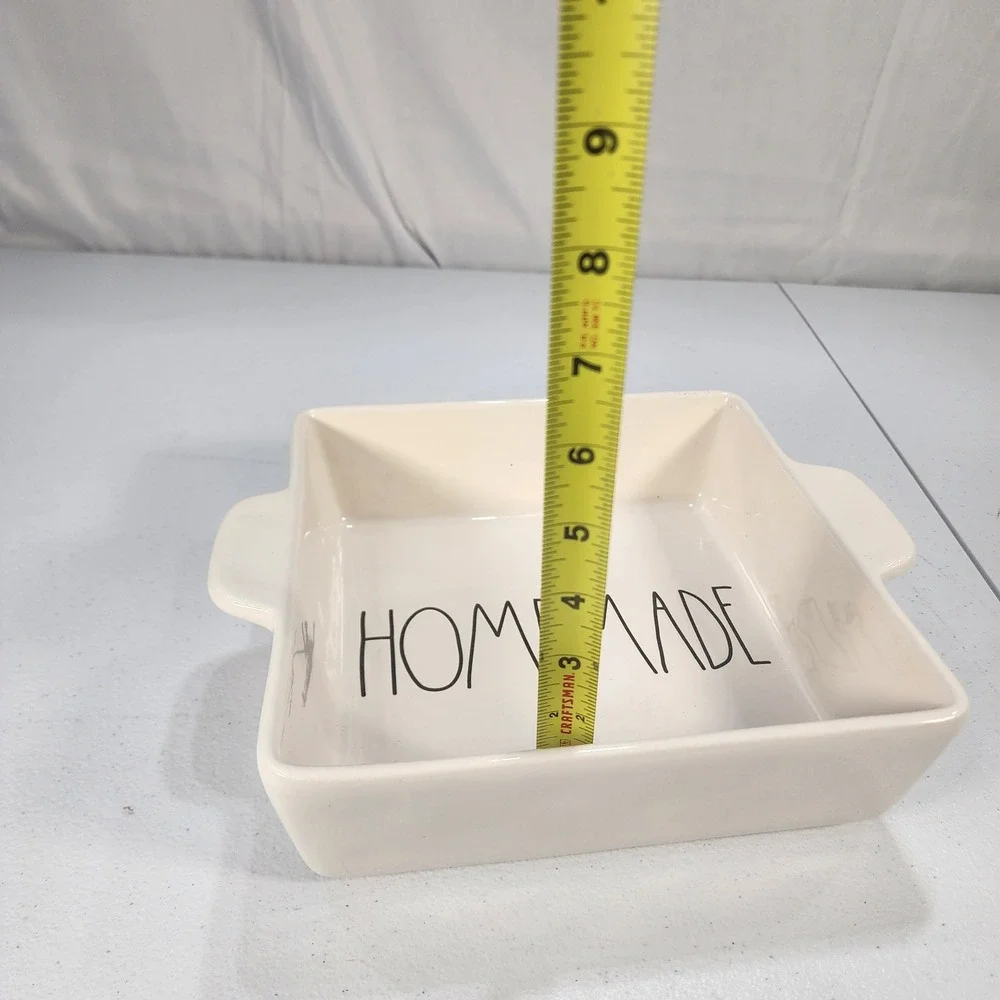 Rae Dunn HOMEMADE Ceramic Square Baking Dish Ivory Casserole Pan with Handles